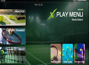 Raxion play menu with practice, pattern and rally modes
